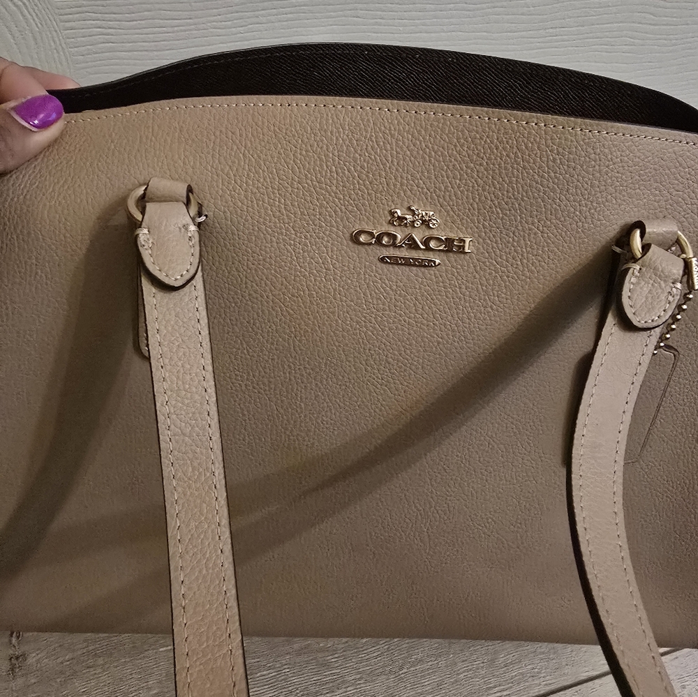 Coach Beige Leather Tote Bag